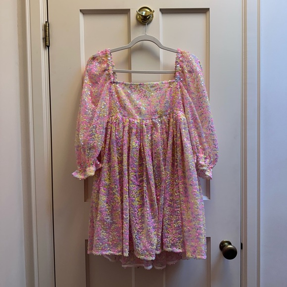 NWT Selkie Rainbow Sequin Puff Dress Size S - Picture 2 of 6